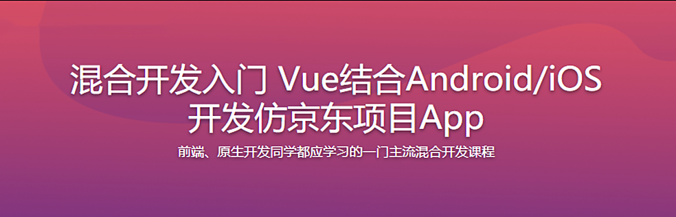 混合开发入门 Vue结合Android/iOS开发仿京东项目App - 干货网-干货网