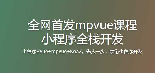 全网首发mpvue课程小程序全栈开发 - 干货网-干货网