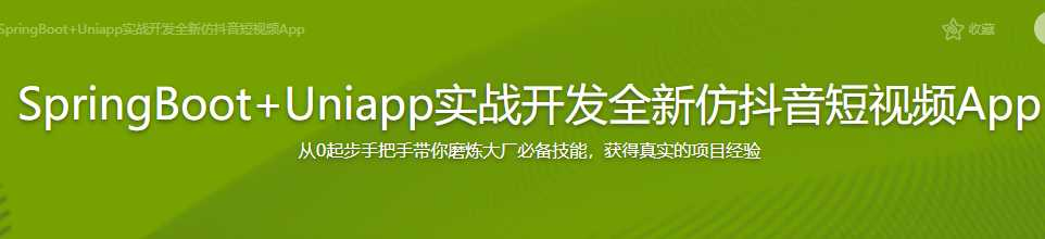 SpringBoot+Uniapp实战开发全新仿抖音短视频App[完结] - 干货网-干货网